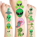 96PCS Alien Pre-Cut Temporary Tattoos for Kids ? Space Theme Birthday Party Favors Supplies, UFO Outer Space Decorations, Galaxy Stickers for Boys Girls Toddlers Halloween Christmas (Normal)