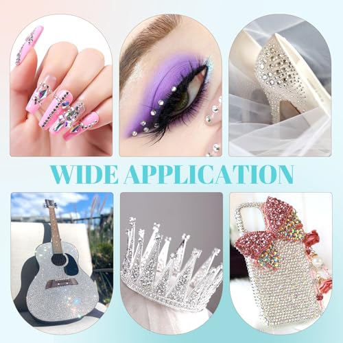 6100 Pcs Clear Flatback Resin Rhinestones Kit with B7000 Jewelry Glue