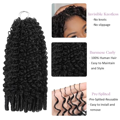 20-Inch Knotless Burmese Curly Human Hair Crochet Extensions - 50g