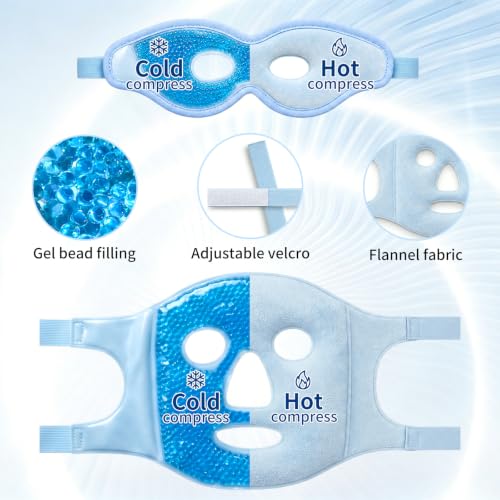 Gel Eye Mask & Cooling Face Mask - Hot/Cold Therapy for Puffiness