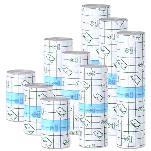 9 Rolls Second Skin Tattoo Cover, Waterproof Tattoo Aftercare Bandage Breathable Tattoo Cover Up Patch Tape Tattoo Flim 2", 4", 6" x 2.2 Yard Tattoo Supplies for Healing Wrap Swimming Shower