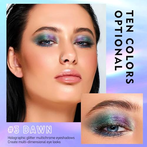 MAKI YIKA 5Pc Glitter Eyeshadow Liquid Multichrome Eyeshadows Long Lasting, Metallic Chameleon Eye Shadow Smudgeproof Holographic Multi-Dimensional Eye Looks (#1+2+3+5+6)