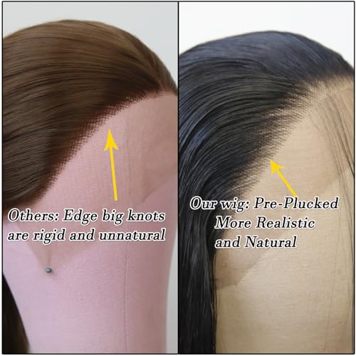 Black Lace Front Synthetic Wig - Pre Plucked, Heat Resistant