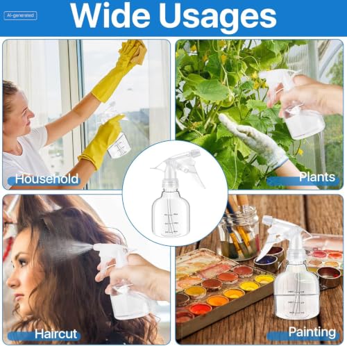 24 Pack 8 oz Clear Plastic Spray Bottles with Adjustable Nozzles