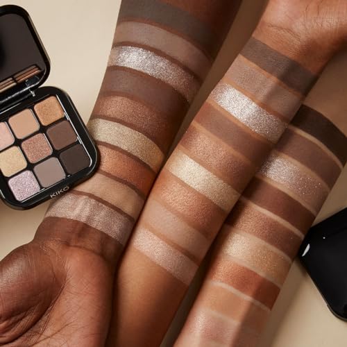 Kiko Milano Glamour Multi Finish Eyeshadow Palette - 9 Color Matte, Metallic, Sparkly Shades for Trendy Looks