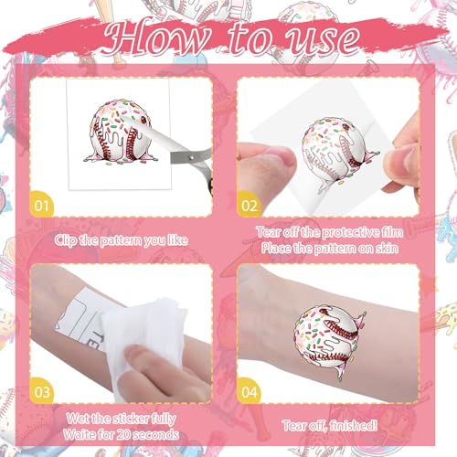 Baseball Drip Temporary Tattoos - 8 Sheets Ice Cream Party