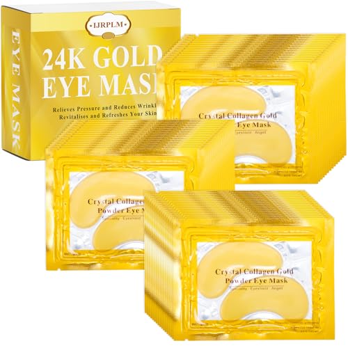 50 Pairs Under Eye Patches,24k Gold Gold Eye Mask,Eye Mask with Collagen,Eye Gel Pads for Puffy Eyes and Dark Circles,Reduces Wrinkles RevitalisesYour Skin, Skincare Treatment for Women Men