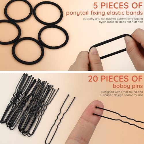 Small Hair Bun Maker Set - 2 Colors for Kids & Finer Hair, Includes Hair Pins & Bands - Beige & Tan Brown Variation