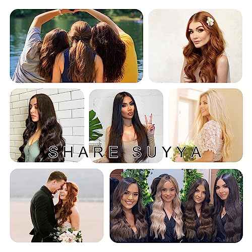 SUYYA 16 Inch 120g 7pcs Clip in Hair Extensions, Straight Double Weft Natural Black (16 inches #1B Off Black)