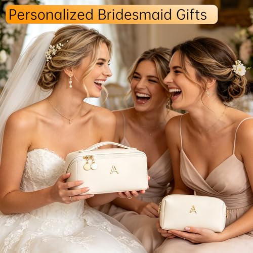 Personalized Initial Makeup Bag | Waterproof PU Leather