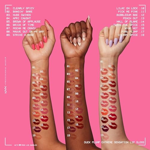 NYX PROFESSIONAL MAKEUP Duck Plump High Pigment Lip Gloss, Lip Plumper Gloss with Spicy Ginger - Bangin Bare