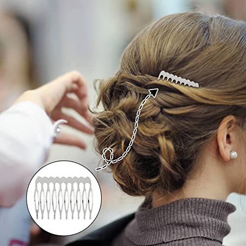 20 Pack Silver Metal Hair Combs - 10 Teeth Side Slide Combs