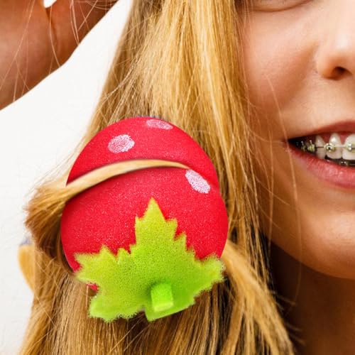 PACKOVE 18pcs Heatless Strawberry Sponge Hair Curlers for Overnight Styling