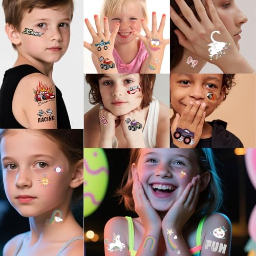 193pc Unicorn & Car Wheels Temporary Tattoo Stickers for Kids