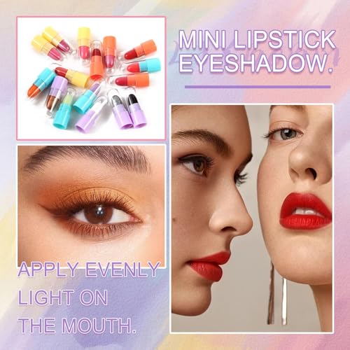 16 Piece Mini Lipstick & Eyeshadow Stick Set - Matte & Shimmer
