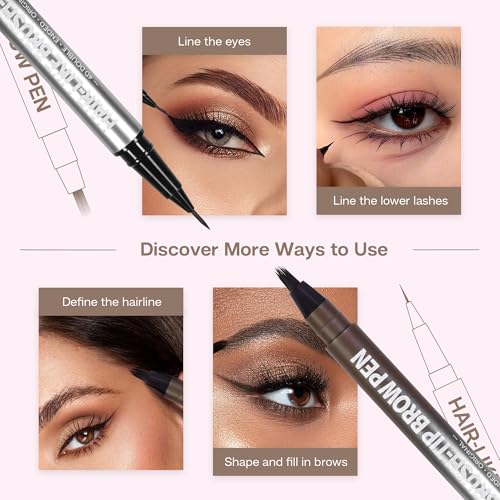 CALAILIS 2-in-1 Eyebrow Pen - 4D Microblading Fork Tip & Fine Liner
