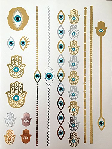 Gold & Silver Metallic Temporary Tattoos - 10 Sheet Set