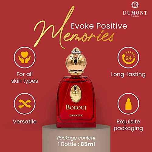 Dumont BOROUJ GRAVITY - 85ml - Unisex Perfume for Men & Women - Agarwood, Vanilla, Woody & Musk Fragrance - Long Lasting Cologne Mist & Body Spray - for Him & Her