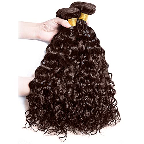 28 30 32 Inch #4 Brown Water Wave Human Hair Bundles