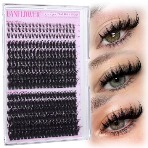 Spiky Manga Eyelash Clusters D Curve 12-20mm with Bottom Lashes