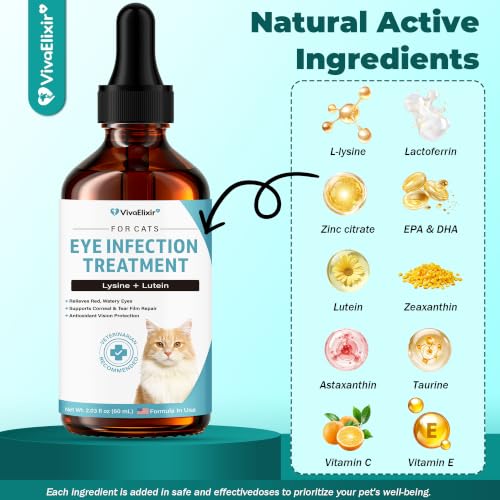 VivaElixir Cat Eye Infection & Vision Support Drops for Cats & Kittens