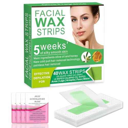 Facial Wax Strips for Women ? 98% Natural Formula, Hypoallergenic for Sensitive Skin ? Face Wax Strip for Hair Removal, Gentle & Quick Eyebrow Wax Strips for Upper Lip, Chin, Legs & Bikini Line