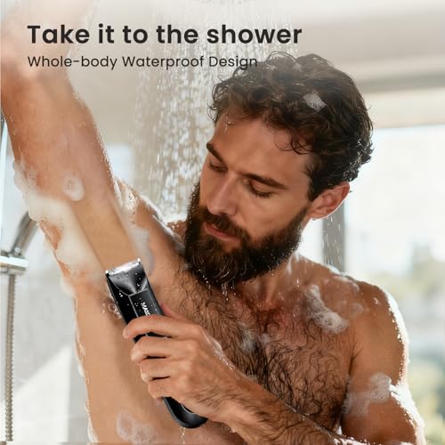 Manscape 3-In1 Body & Pubic Hair Trimmer for Men, IPX7 Waterproof Ball & Groin Shaver with LED Light, Electric Razor with Travel Pouch & USB Rechargeable, Christmas Gifts for Men