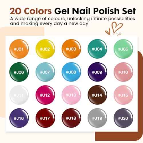 JEWHITENY 23 PCS Gel Nail Polish Set 20 Color Jelly-like Nail Polish Suitable for Salon and Home DIY Manicure
