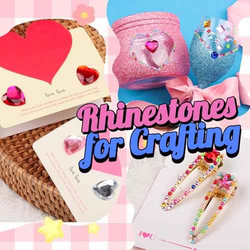 YGDZ 2000Pcs Gems Stickers, Self Adhesive Rhinestones Jewels Stickers for Crafting, Face Gems for Kids, Acrylic Bedazzled Diamond, Stick on Jewels for Crafts, Cheer Pins, Makeup