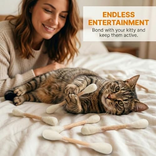 Glaciart One Catnip Cat Toys - 6 Pack Wool Swabs