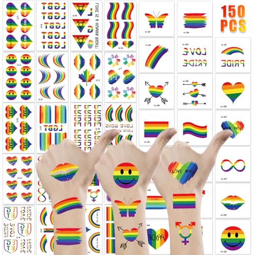 40 Sheets Rainbow Pride Temporary Tattoos with Butterflies & Flags