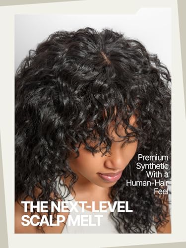 Frodio 26-Inch Curly Wig with Bangs - 200% Density Glueless Headband Wig