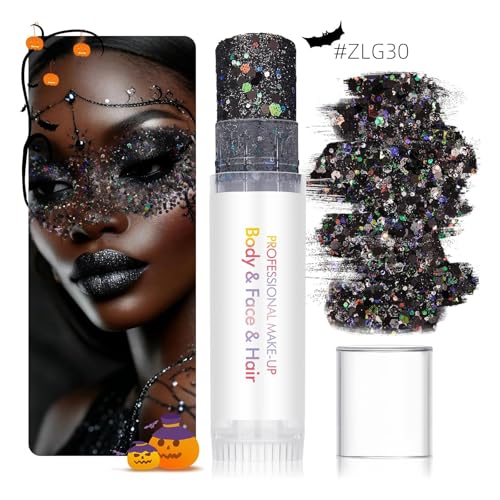 3Pc Waterproof Face Glitter Stick Set - Silver & Black