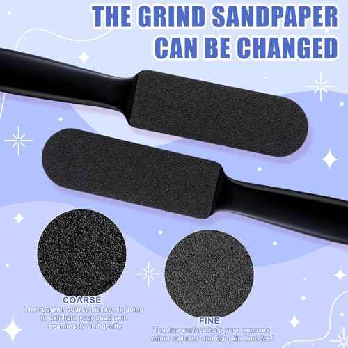 Mudder 2 Pieces Stainless Steel Pedicure Foot File Callus Remover Foot Scrubber Rasp with 20 Replaceable Coarse/Fine Double Side Reusable Pads for Care Cracked Skin Callus Remover Tool(Black)