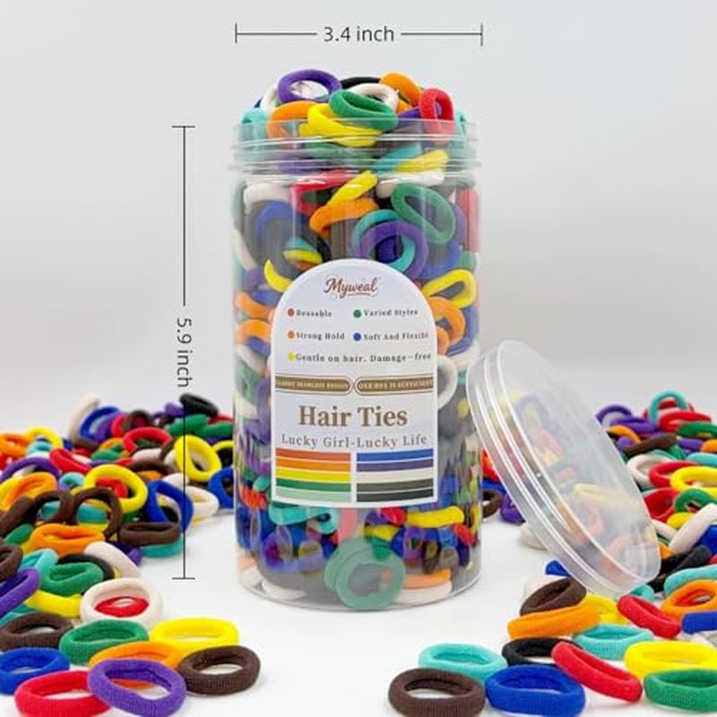 500PC Baby Hair Ties No Damage Soft Cotton Scrunchies