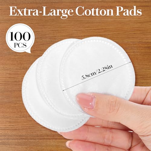 100 Pcs 2.2" Lint-Free Cotton Rounds for Face Makeup Removal