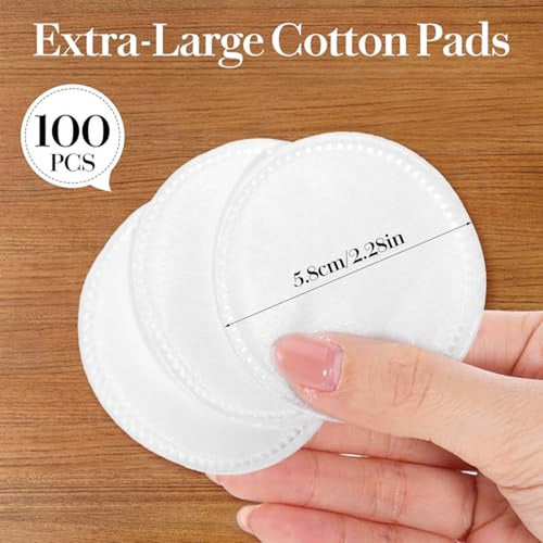 100 Pcs 2.2" Lint-Free Cotton Rounds for Face Makeup Removal