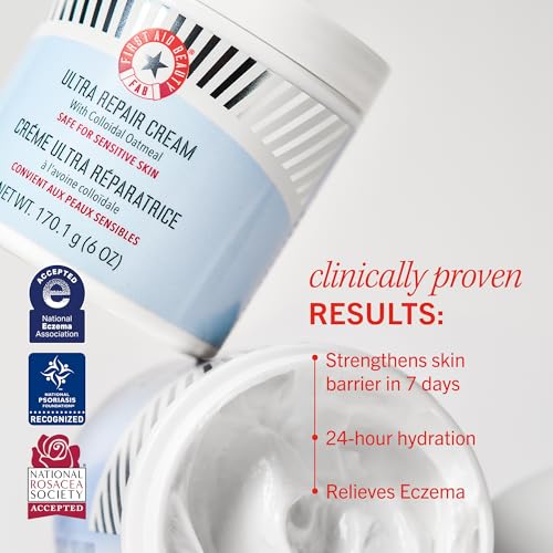 First Aid Beauty - Ultra Repair Cream, Intense Hydration Whipped Colloidal Oatmeal, Strengthens Skin Barrier in 7 Days & Helps Relieve Eczema, Luxury Face & Body Moisturizer, Grapefruit Scent, 12 oz