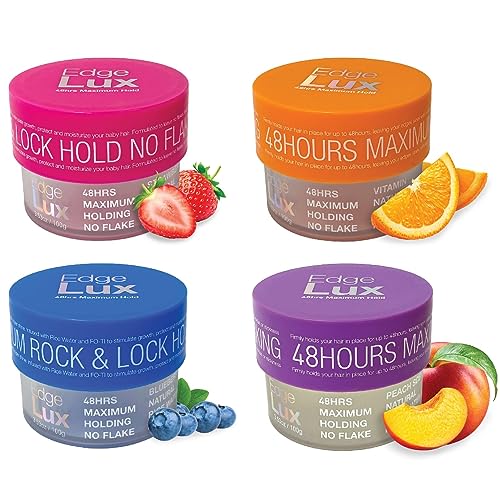 Lux Collection Edge Lux Edge Control Wax 48 Hour Maximum Hold No Flaking Natural Ingredients Scented Conditioning Styling Hair Gel Tamer (3.53 Ounce (Pack of 1), Vitamin-C)