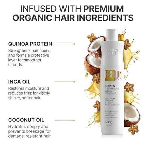 FASHION GOLD Keratin Hair Treatment (10 USES per Bottle), Keratina para Alisar el Pelo, Hair Botox Treatment, At Home Keratin Treatment, Alisados Organicos SIN FORMOL, Verdadera Keratina Brasile?a