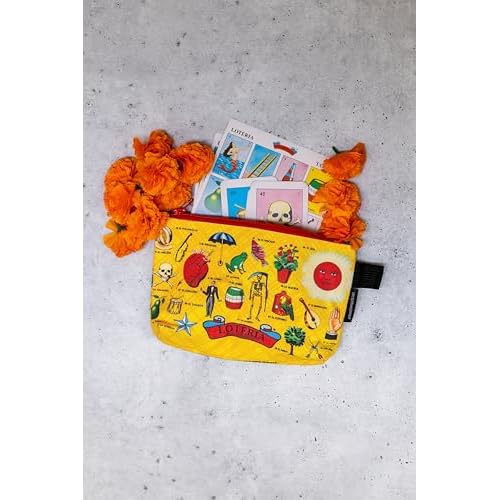 The Unemployed Philosophers Guild Loter?a Bag - With Iconic Illustrations, 9" Canvas Zipper Pouch for Pencils, Tools, Cosmetics, Toiletries and More