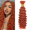 Orange Boho Human Braiding Hair 14 Inch Deep Curly Wave