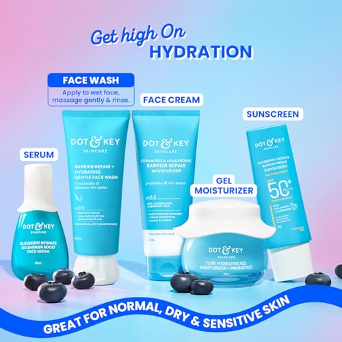 Dot & Key Hydrating Gentle Face Wash | Ceramide Face Cleanser | For Dry, Normal & Sensitive Skin | Unisex | 3.38 fl oz (100 ml)