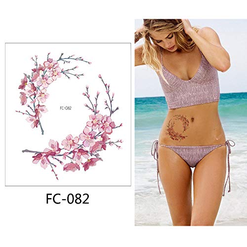 Waterproof Cherry Blossom Temporary Tattoos for Women | 12 Sheets