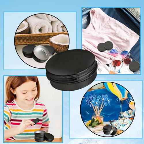 120 Pack Round Aluminum Tin with Screw Lid 2 oz Round Metal Cans Containers Empty Balm Storage Jars DIY Crafts Refillable Tin for Candle Salve Cosmetic Spices Food Lotion Beard (Color Set 2)
