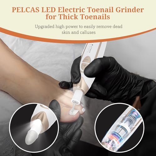 Pelcas Electric Toenail Grinder for Thick Nails - 5 Speeds & LED Light