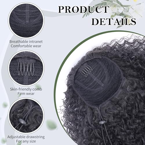 27 Inch Drawstring Ponytail Extension Deep Curly Black