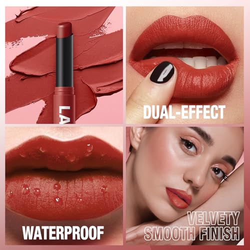 Jolilab 12Pcs Velvet Matte Lipstick Nude Matte Soft Dark Color Stick High Pigmented Long-Lasting Waterproof Lip Stick Lip Balm Beauty Cosmetics Gift for Women(01#-12#)