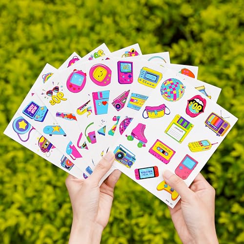 96 PCS Retro 80s & 90s Temporary Tattoos - Kids Party Favors
