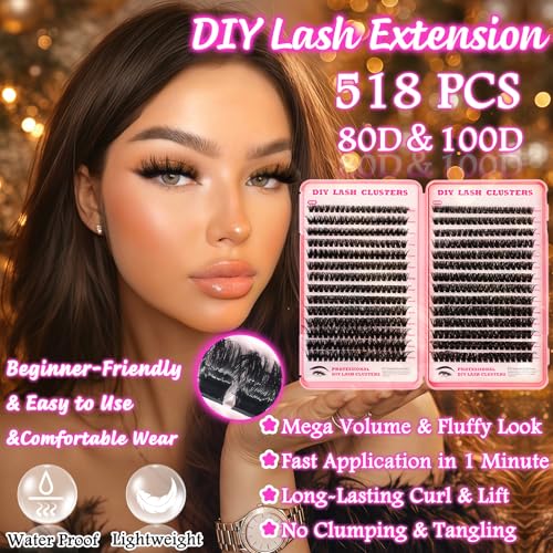 Fluffy Eyelash Clusters Kit - 336 Pcs 200D D Curl Extensions